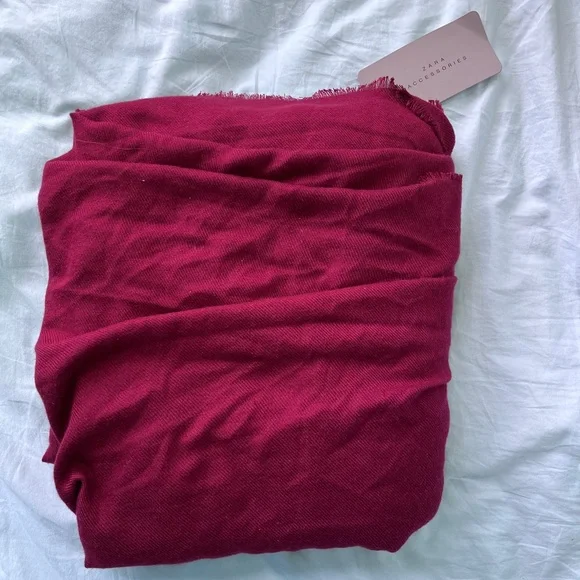 BNWT Zara Red Burgundy Cranberry Large Soft Blanket Scarf - Picture 2 of 4